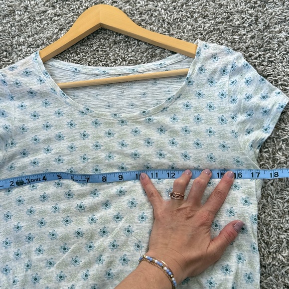 Lucky Brand Tee Shirt Top Floral Blue and Yellow Size Medium - Picture 6 of 8